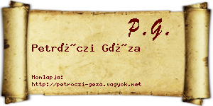 Petróczi Géza névjegykártya